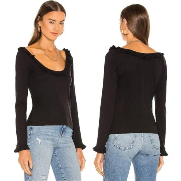 Caroline constant Kenzie ruffle trim top black 17030 - Picture 2 of 13